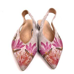 Hispanitas Women’s Slingback Flats Floral Pointed Toe 36.5/6.5 – Made in Spain